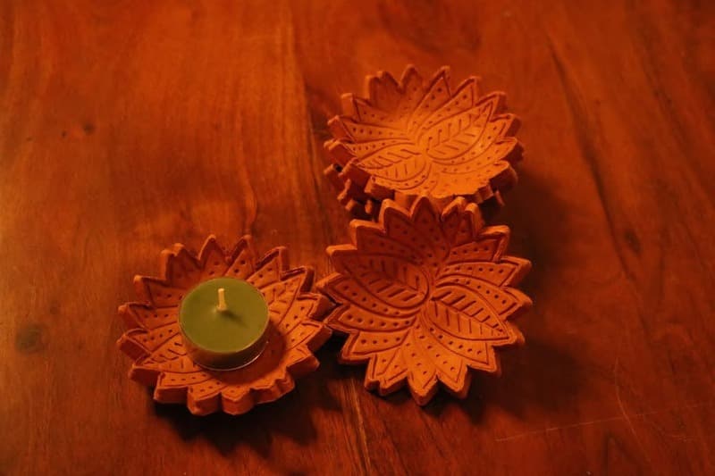 Terracotta Lotus Diya